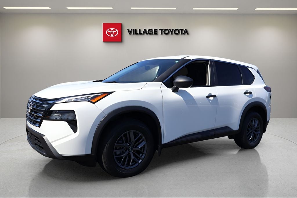 2025 Nissan Rogue S in Glacier White — front three-quarter view