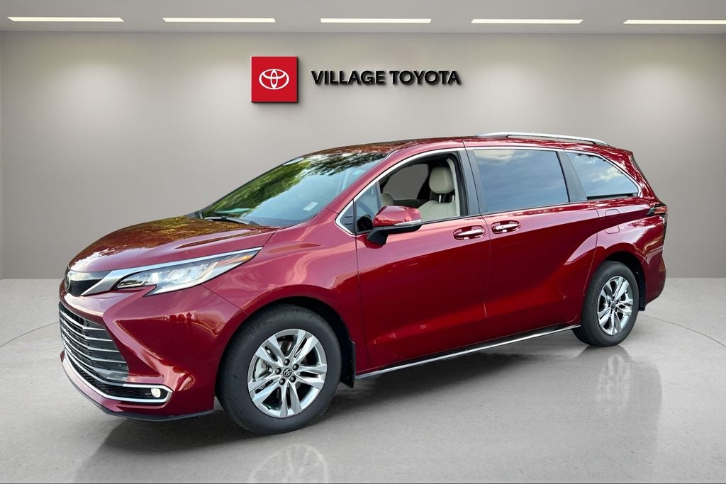 2026 Toyota Sienna Limited 7 Passenger in Ruby Flare Pearl — front three-quarter view