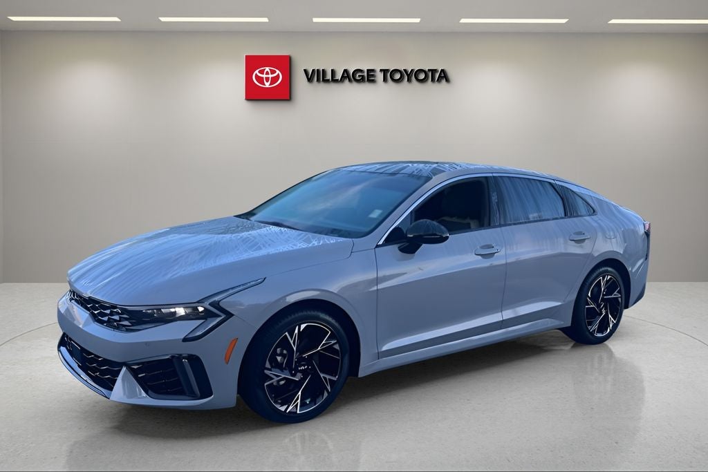 2025 Kia K5 GT-Line in Wolf Gray — front three-quarter view