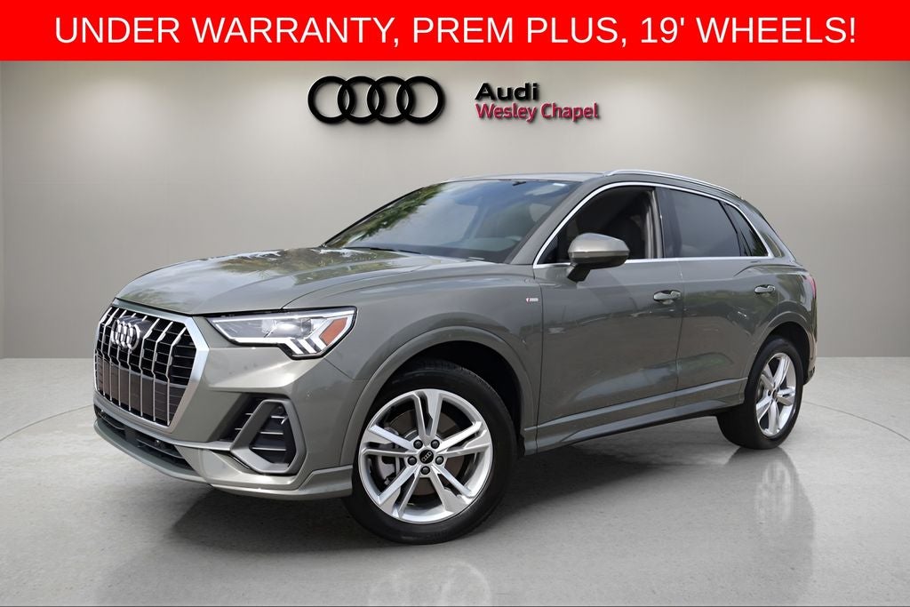 2023 Audi Q3 Premium Plus S Line quattro in Chronos Gray Metallic — front three-quarter view