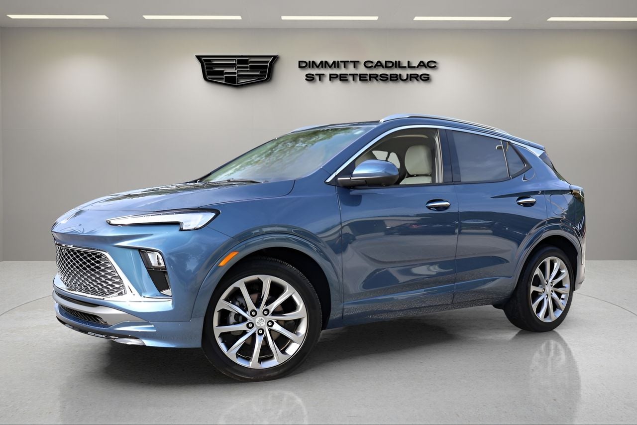2025 Buick Encore GX Avenir in Ocean Blue Metallic — front three-quarter view