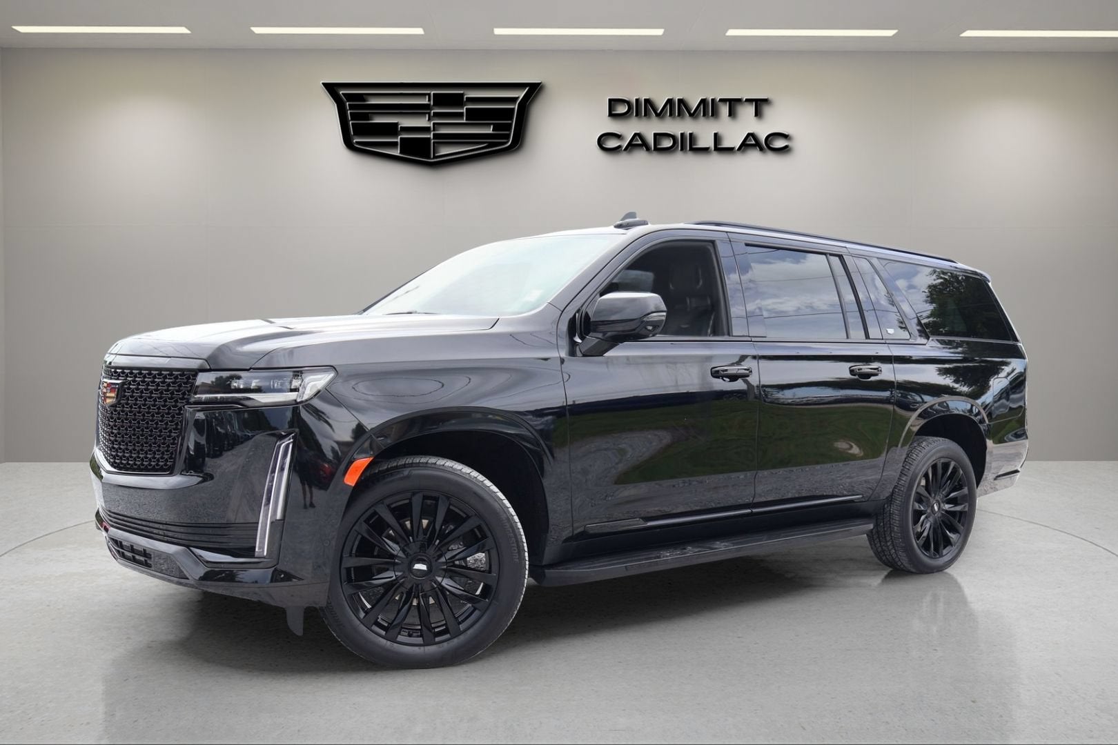 2024 Cadillac Escalade ESV Premium Luxury in Black Raven — front three-quarter view
